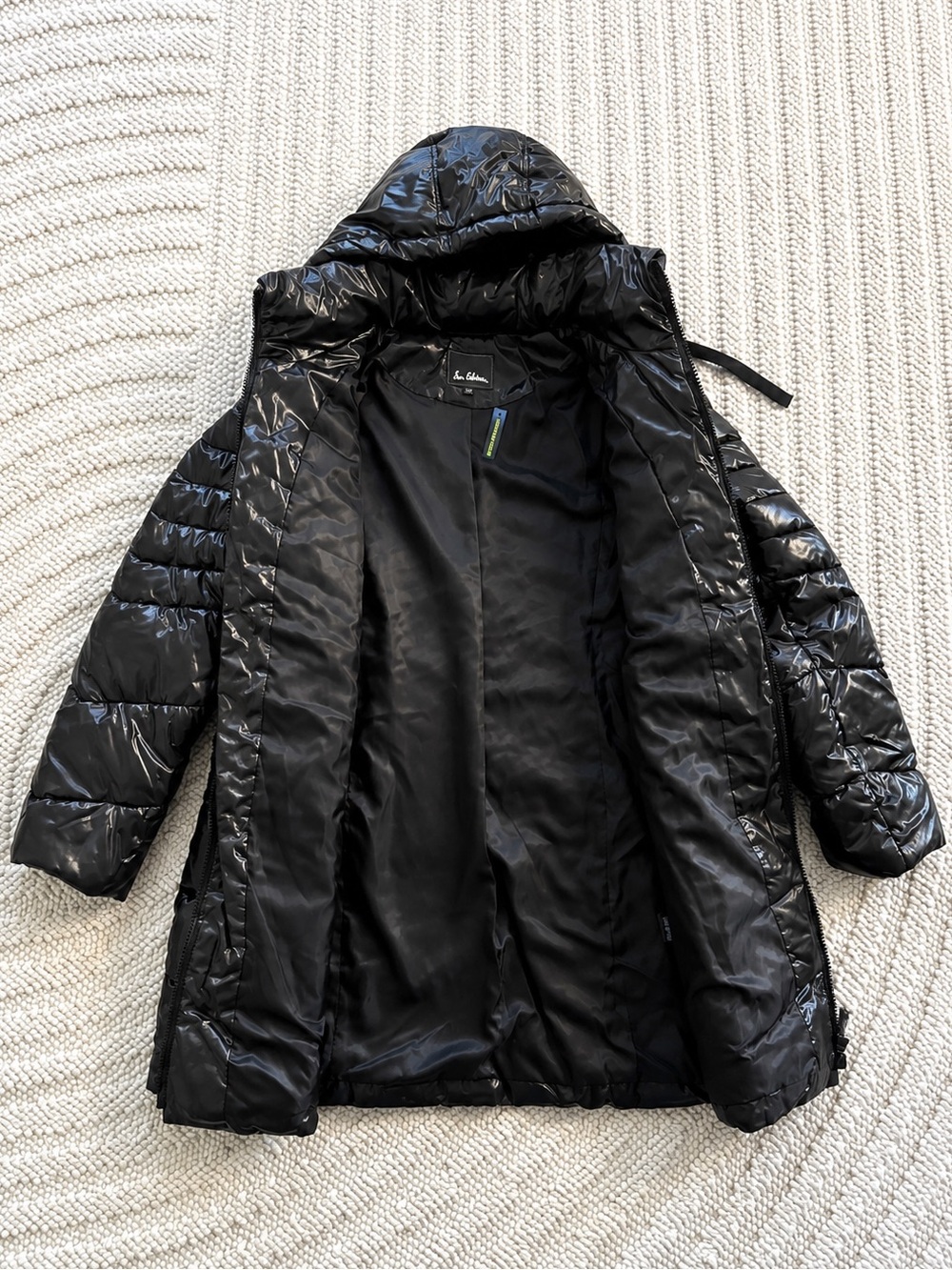 Sam Edelman Long Hooded Puffer Coat Removable Hood Black XXL NWT - Picture 11 of 12